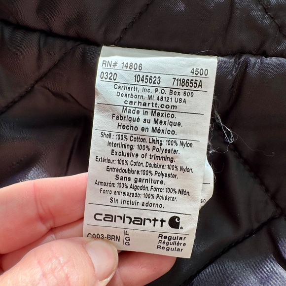 Carhartt Loose Fit Firm Duck Insulated Traditional Coat Brown Men's Size L - Picture 10 of 11